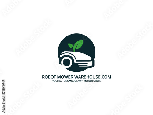 creative fun robotic lawn care company logo