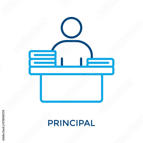 Principal Icon Outline Color Style. Vector Illustration For Graphic Design