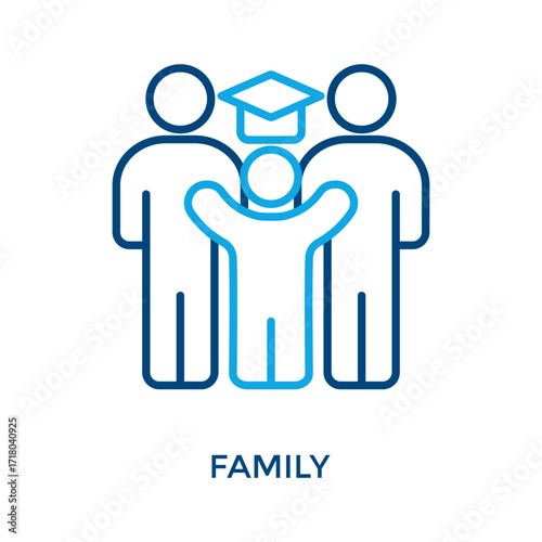 Family Icon Outline Color Style. Vector Illustration For Graphic Design