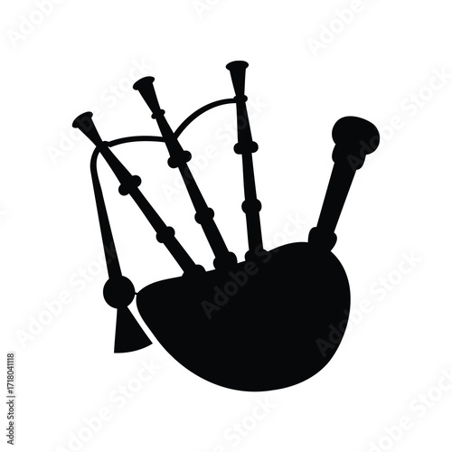 Silhouette of bagpipes showcasing its iconic wind instrument musicality and cultural heritage