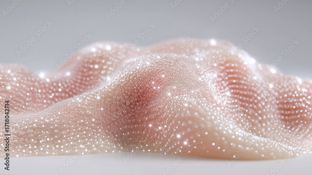 Fototapeta premium Artificial skin with molecular structure for medical transplantation. Advanced tissue engineering shows synthetic material development. Scientific innovation in regenerative medicine research concept.