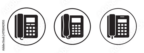 Landline Telephone Icon Set. Office Communication Vector Illustration EPS 10