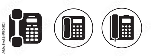 Landline Telephone Icon Set. Office Communication Vector Illustration EPS 10