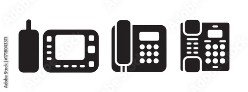 Landline Telephone Icon Set. Office Communication Vector Illustration EPS 10