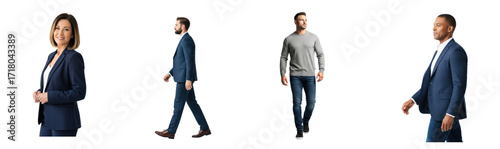 A man and a woman walking together in a professional setting.