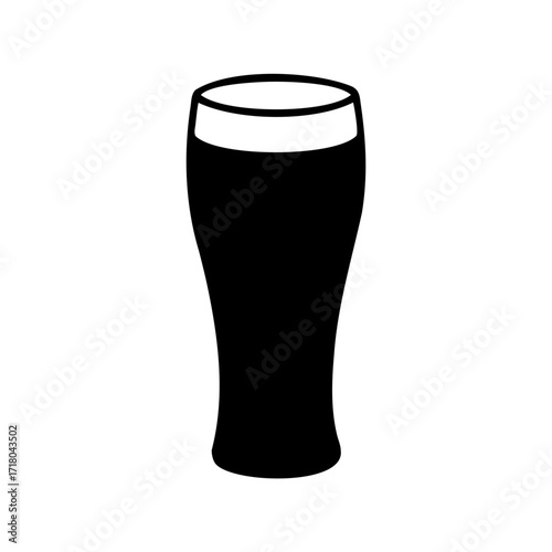 Stylized Pint Glass Silhouette with Dark Stout or Porter Beer Inside