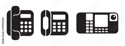 Landline Telephone Icon Set. Office Communication Vector Illustration EPS 10