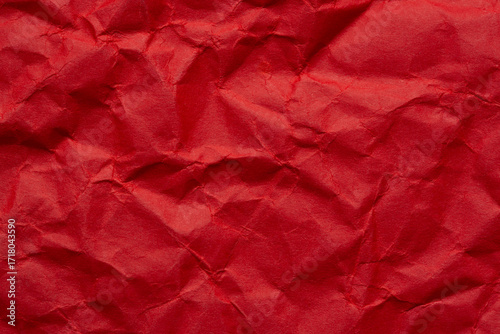 Close-up macro of wrinkled red paper texture,Red crumpled paper texture background for Design. Wallpaper  for copy space.