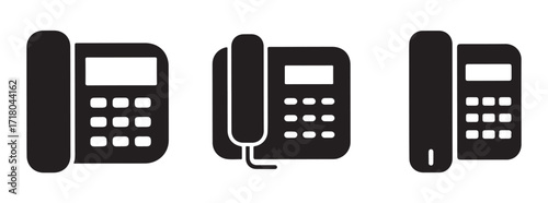 Landline Telephone Icon Set. Communication Device Vector Illustration EPS 10