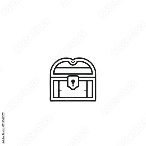Outline Treasure Chest on White Background for Stock Content