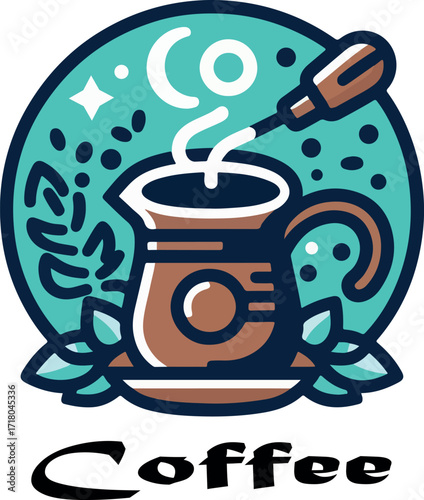 Turkish coffee logo icon vector white background .