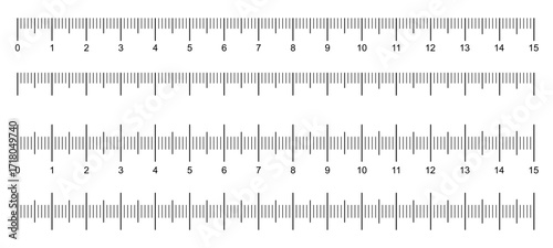 Ruler scale with markings and numbers in centimeters and millimeters units, measuring metric scale