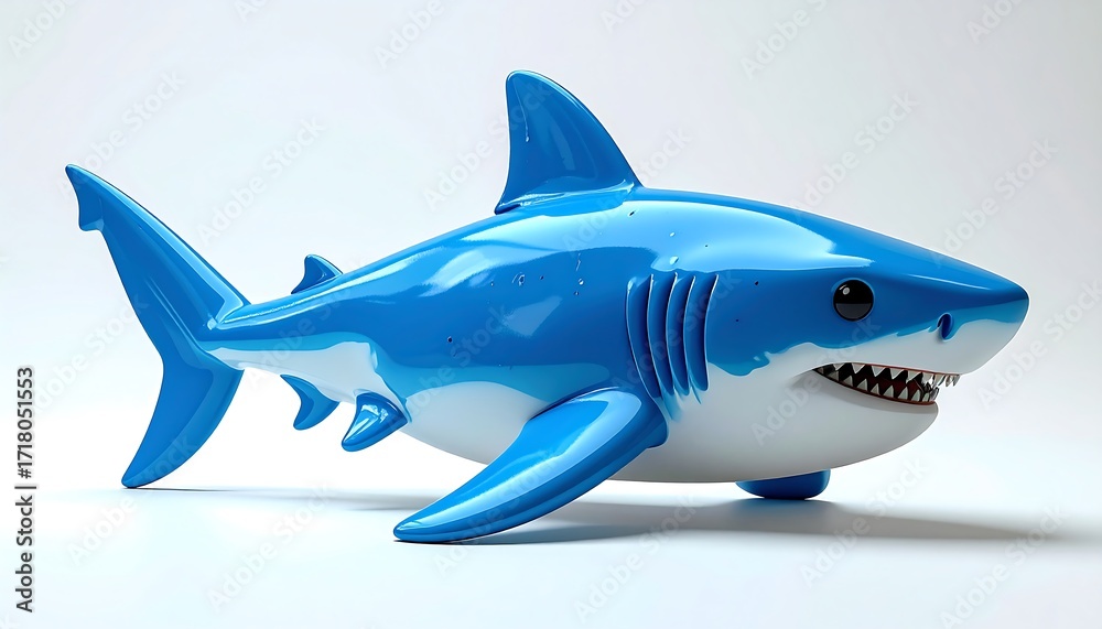 Naklejka premium 3D cartoon shark, vibrant blue