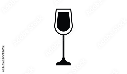 Elegant black silhouette of a champagne flute filled with dark liquid