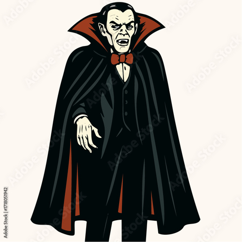 Classic Dracula Vampire Standing Illustration