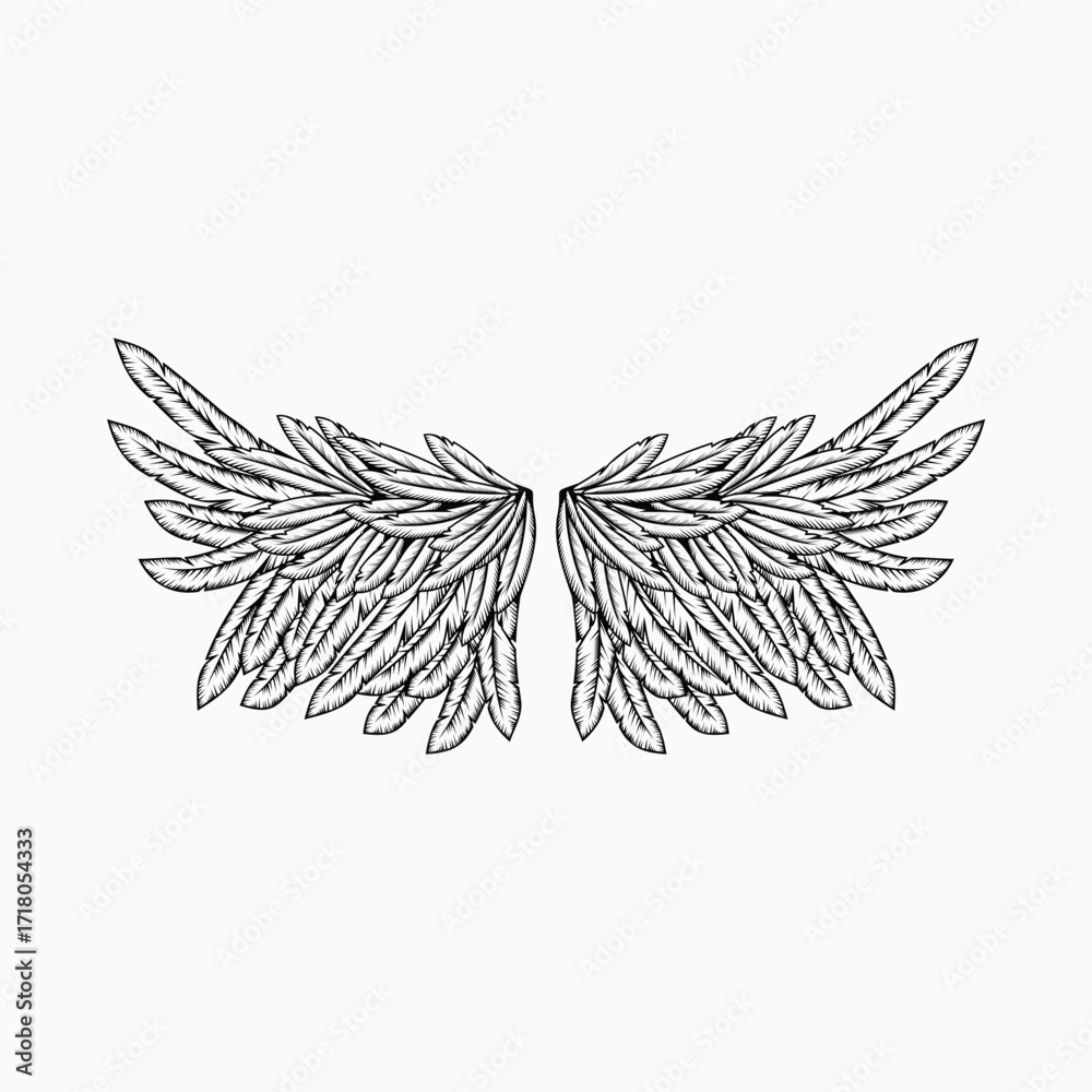 Obraz premium Angelic Wings: A Hand-Drawn Sketch