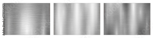 Set shiny brushed metal texture background, shiny lustrous metallic dull polished stainless steel, industrial grey silver rough metallic plate, metal wide textured plate brushed gradient