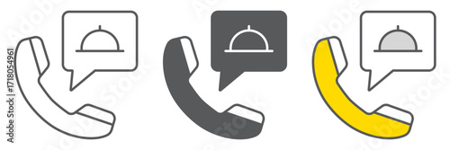 Call food order line icon, service and food, food order sign, vector graphics, a linear icon on a white background, eps 10.
