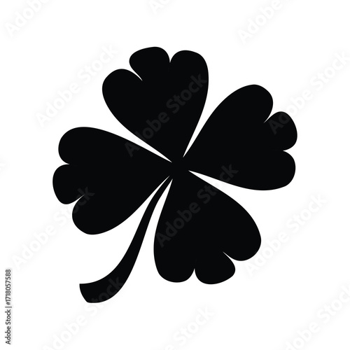 Simple black four leaf clover image for Saint Patrick's day celebration