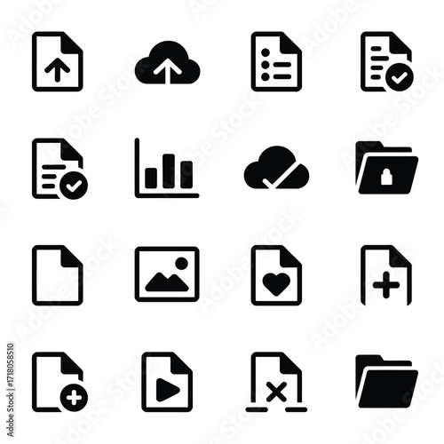 Data and cloud computing icon set