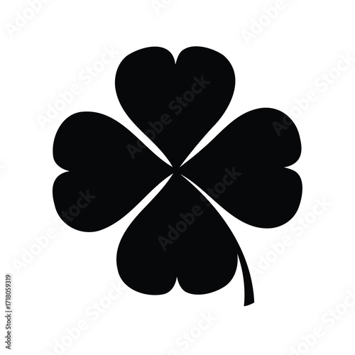 Four Leaf Clover Silhouette Symbol of Irish Luck and St Patricks Day