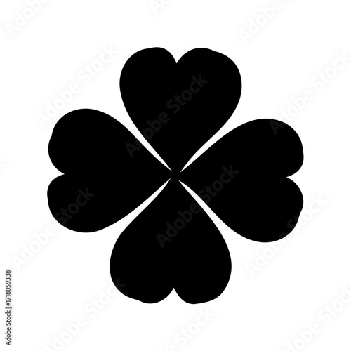Simple Four Leaf Clover Silhouette Symbol of Luck and Irish Heritage