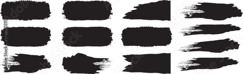Black set paint, ink brush vector collection of artistic grungy black paint hand made white background. A group of abstract grunge sketches for design education or graphic art decoration