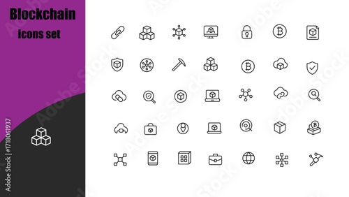 Blockchain icons set