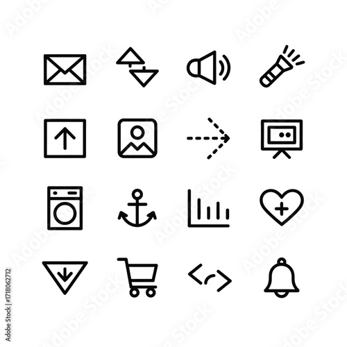 Minimalist icon set for web design and ui