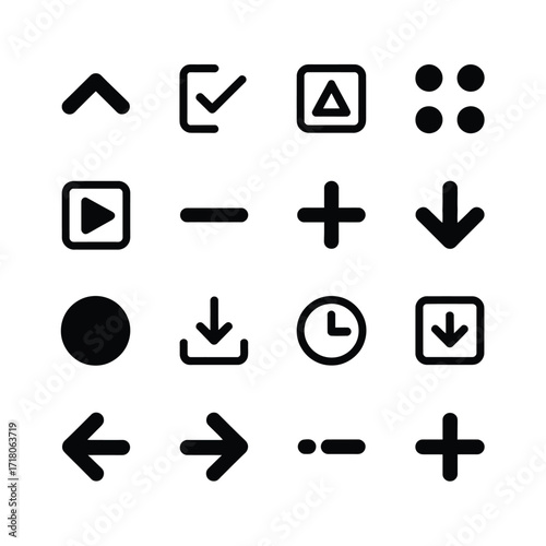 Set of monochrome icons for web and apps