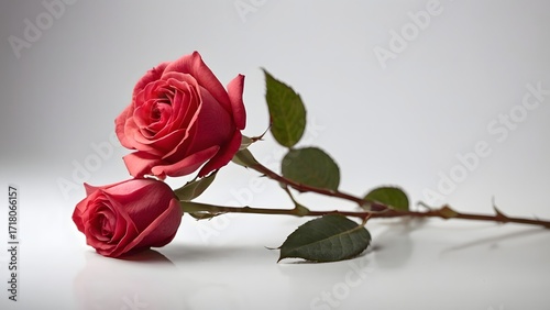 Beautiful Pink Roses on a Delicate Stem Showcasing Nature's Grace in Soft Lighting