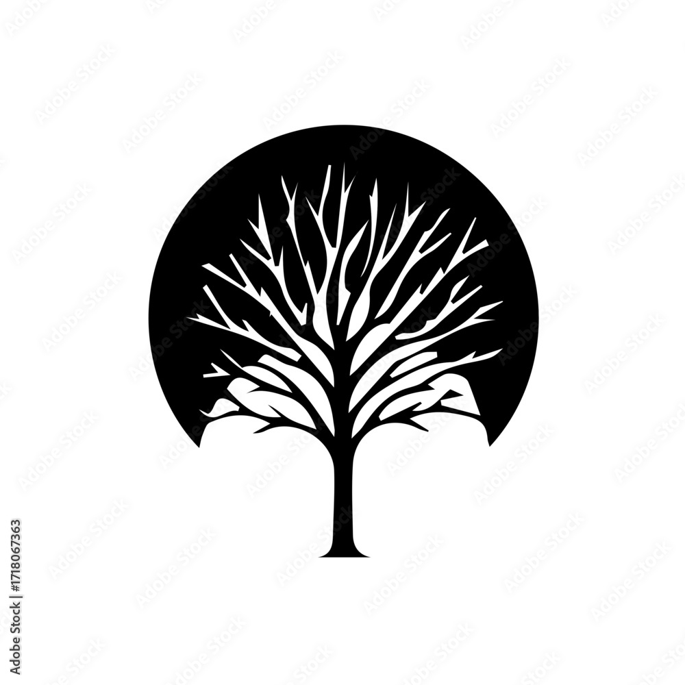 Naklejka premium Silhouette of a Tree in Nature Landscape