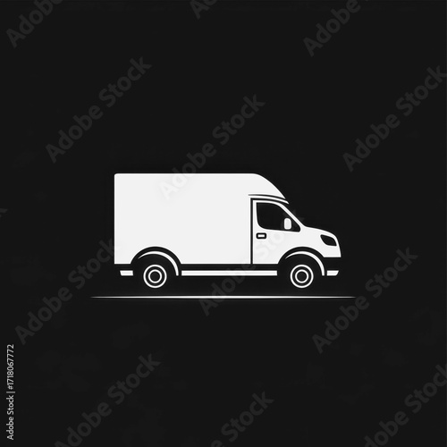 Delivery truck in silhouette against a black background