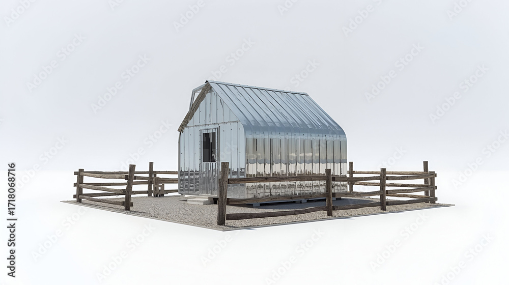 custom made wallpaper toronto digitalChrome small rural hut with fence isolated on white background for traditional village architecture design