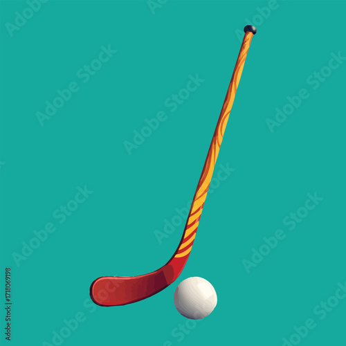 Creative Hockey Stick with Ball Vector Graphic for Advertising