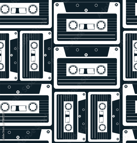Seamless Vintage Retro Cassette Tape Pattern for Stylish Music Themed Graphic Design