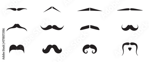 set of mustaches. Collection of black moustache. Black moustaches set. Mustache silhouettes