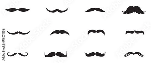 Black silhouettes of mustache collection