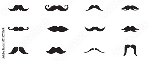 Black silhouettes of mustache collection
