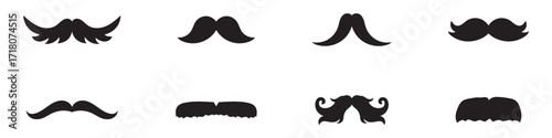 mustache silhouette vector set, moustache icon collection . set of mustaches. set of mustache vector .