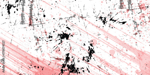 Abstract dynamic splash of ink and paint with pink and white hues textural art isolated on white background
