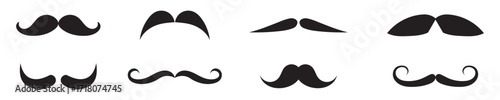 mustache silhouette vector set, moustache icon collection . set of mustaches. set of mustache vector .