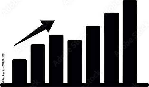 Financial report graph with rising arrow design vector illustration isolated