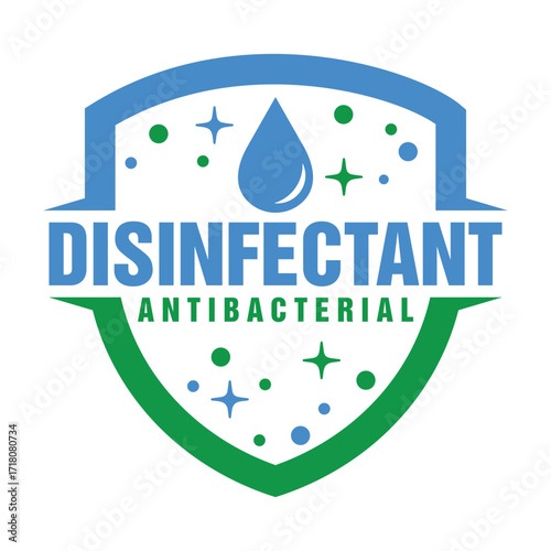 Disinfectant Logo Vector. Antibacterial logo design. Drop and shield vector template
