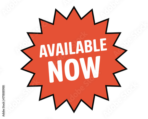 Available Now Vibrant Announcement with Starburst Design