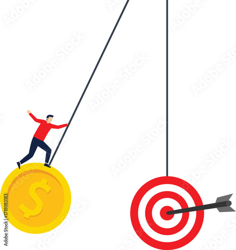 Successful businessman hitting the target, Target success

