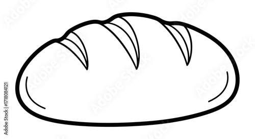 Simple Cartoon Loaf of Bread, Freshly Baked Food Item, Isolated White Background