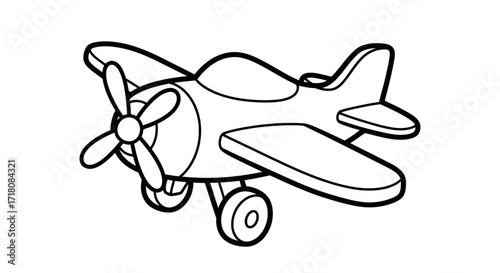 Simple Cartoon Airplane with Propeller, Ready for Adventure, Isolated White Background