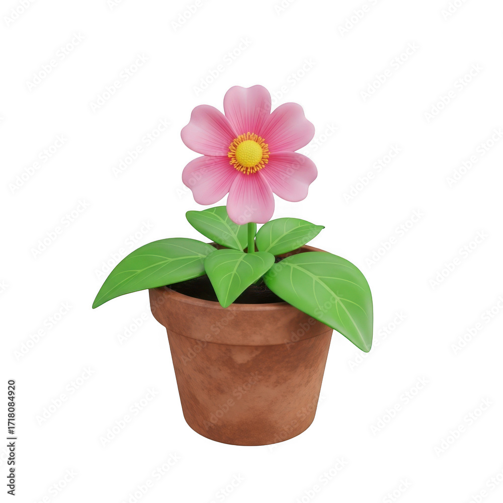 Obraz premium Pink flower in pot isolated on transparent background