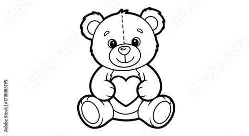 Adorable Teddy Bear Holding a Heart Sitting on an Isolated White Background